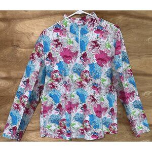 IBKUL Woman 2XL Long Sleeve Mock Neck Shirt Top Floral Stretch Golf Pickleball